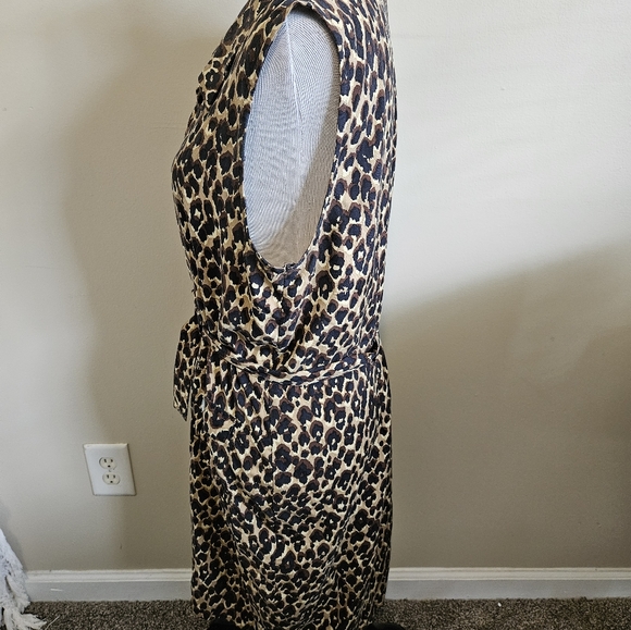 Halston 100% Silk Leapord Print Shirt Dress Womens Size 16 - Picture 10 of 12